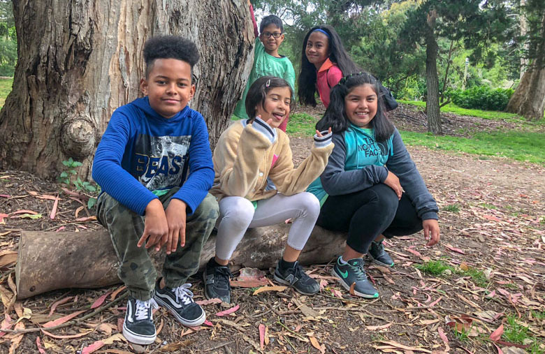 Kids explore the park.