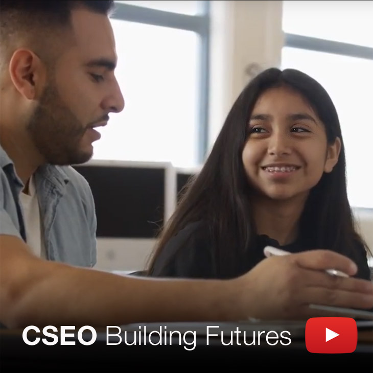 Watch the C.S.E.O. Building Futures Video on Youtube to learn more about the impact of our programs on the lives and vision San Francisco High School Students.